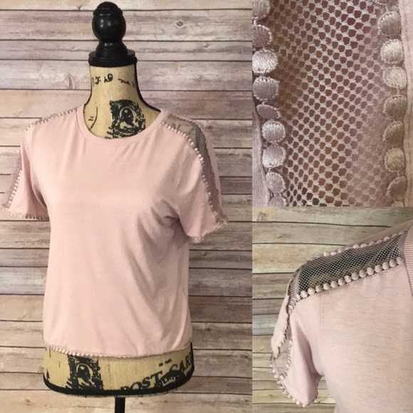 Topshop Tops - Topshop Shirt with Lace Sleeves & Decorative Trim